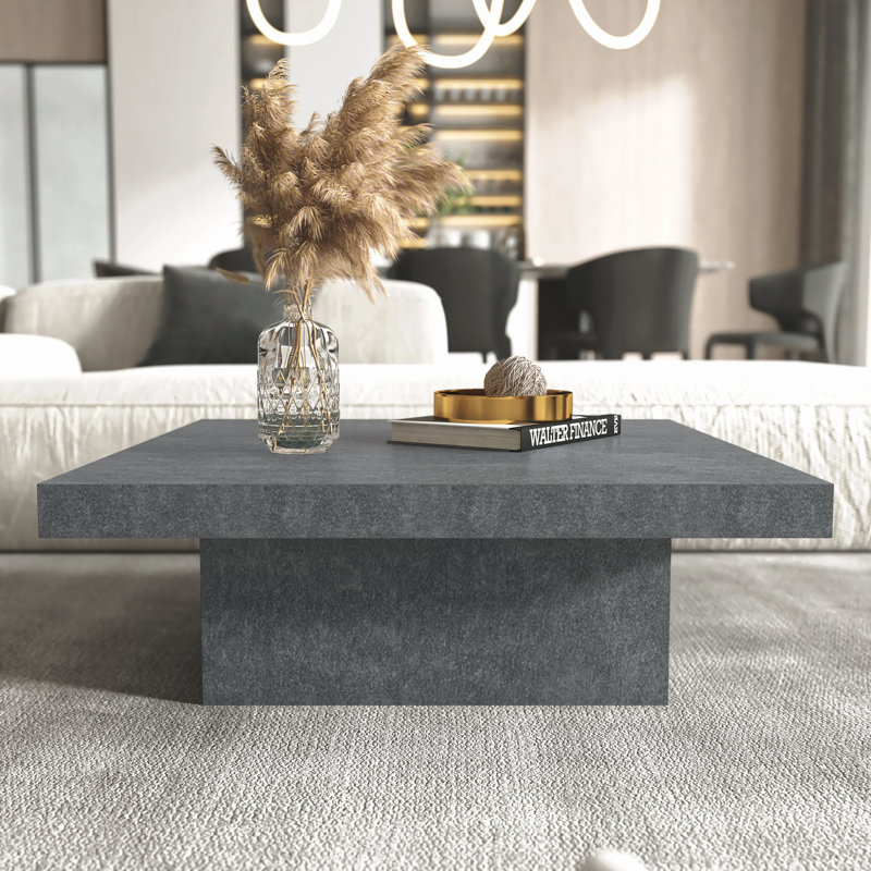 Caomhan Block Coffee Table, 12.2" H x 35.4" L x 35.4" W, Gray Stone