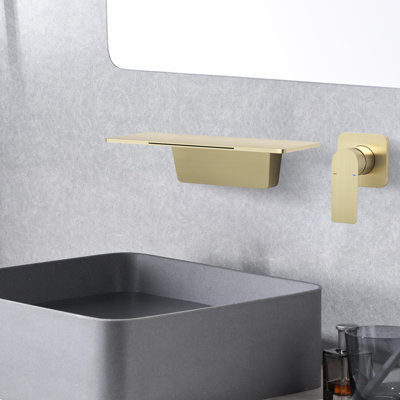 Robinet de lavabo vasque de salle de bain mural à poignée simple avec bonde escamotable
