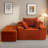 Orange Corduroy Bean Bag Sofa With Ottoman-161032509