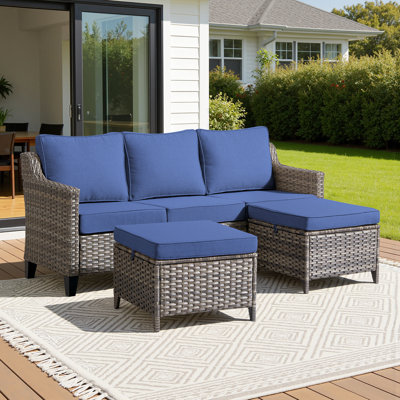 Ensemble de mobilier de patio en osier - Ensembles de conversation d'extérieur en rotin pour jardin, cour arrière, balcon et terrasse