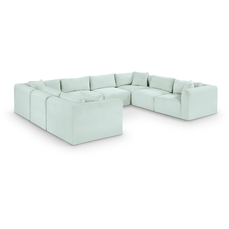 Canapé modulaire Carmean, 4 sans accoudoirs, 4 en coin, Velours côtelé texturé velours menthe