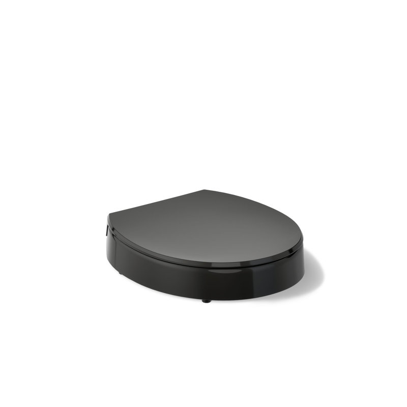 Hyten Elevated Quiet-Close Round-Front Toilet Seat, Black Black