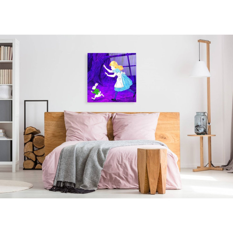 «Alice's and the Rabbit» par Sai Tamiya, art mural en verre acrylique, H 36 po x l 36 po x P 0,2 po