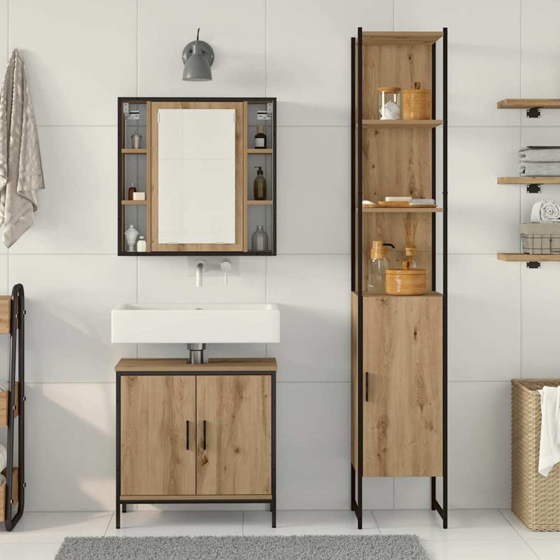 Bathroom Vanity Units 33 X 33 X 185.5 Cm Engineered Wood, Brown
