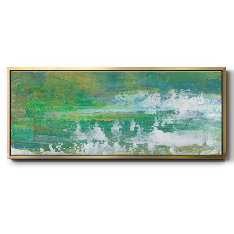 Chartreuse & Aqua I- Framed Canvas, 24" H x 60" W