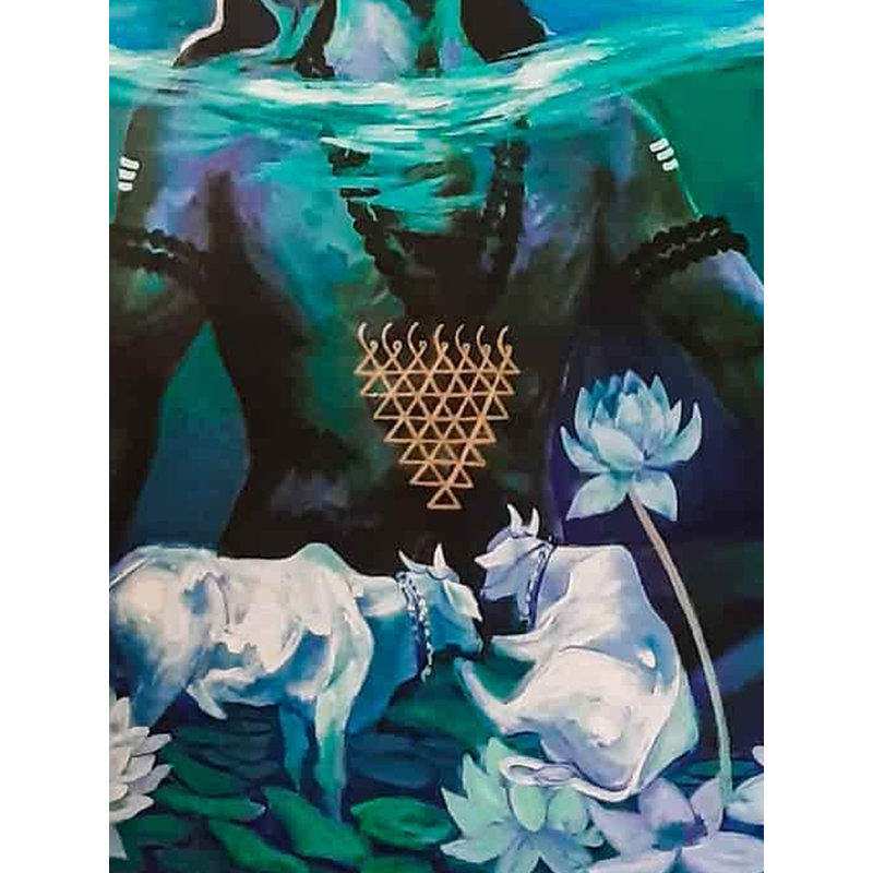 Shiva méditant sous l'eau | Acrylique sur toile | Par Debrata Basu