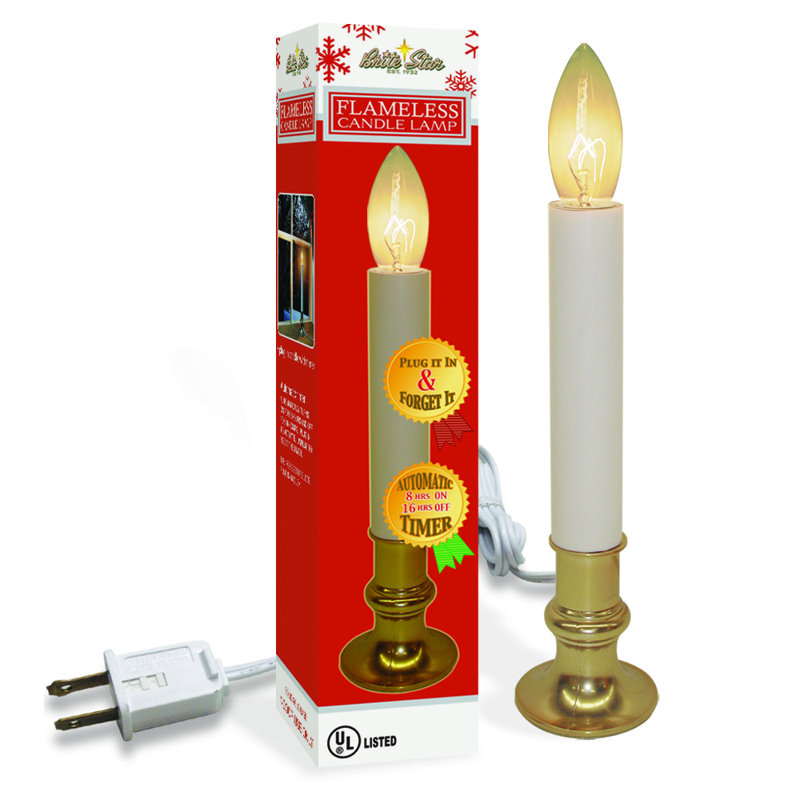 Amber Orange Flameless LED Taper Table Lamp Set