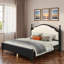 Lit plateforme en bois avec tête de lit tapissier et pieds robustes-2146759437-2146759440