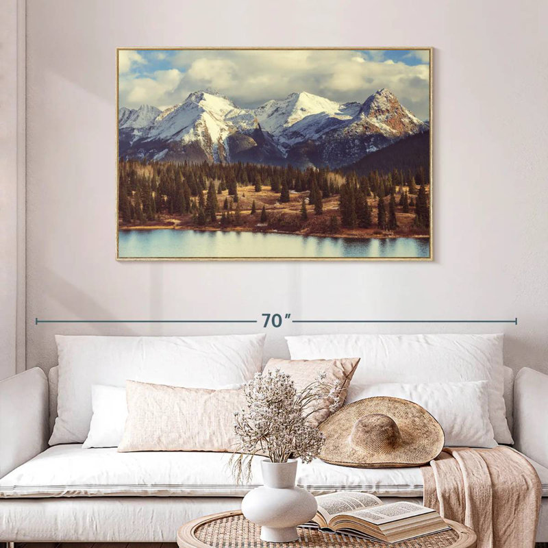 Montagnes Rocheuses du Colorado, Cadre flottant en bois naturel, 46 po x 31 po