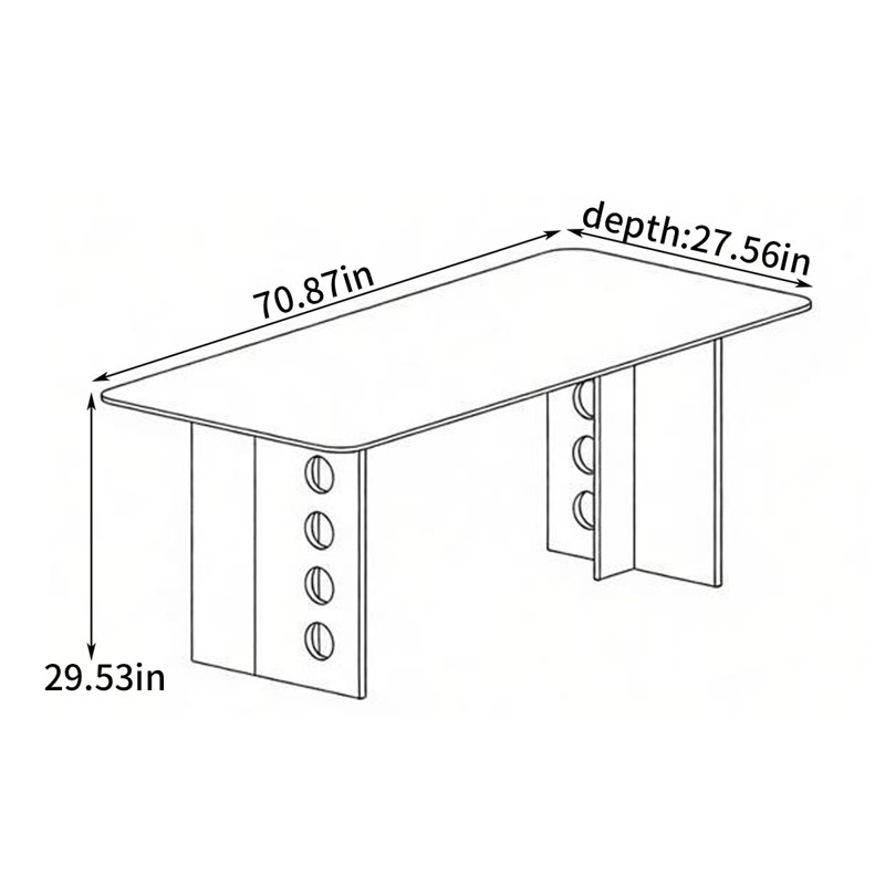 Table de salle à manger simple de style familial, H 29,53 po x L 70,87 po x l 27,56 po