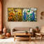 Ensemble de 3 reproductions d'art sur toile style vitrail floral et papillon-1996681651