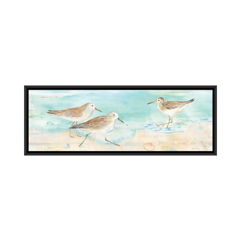 «Sandpiper Beach Panel», impression sur toile, H 12 po x l 36 po x P 1,5 po, Toile avec cadre noir
