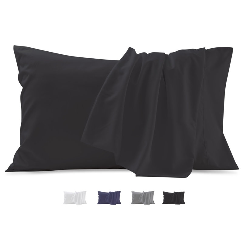 Double Brushed, Skin-Friendly Pillowcase set, Queen Pillow Case, Black