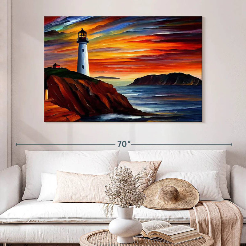 Picturesque lighthouse Aletra, H 34 po x l 51 po