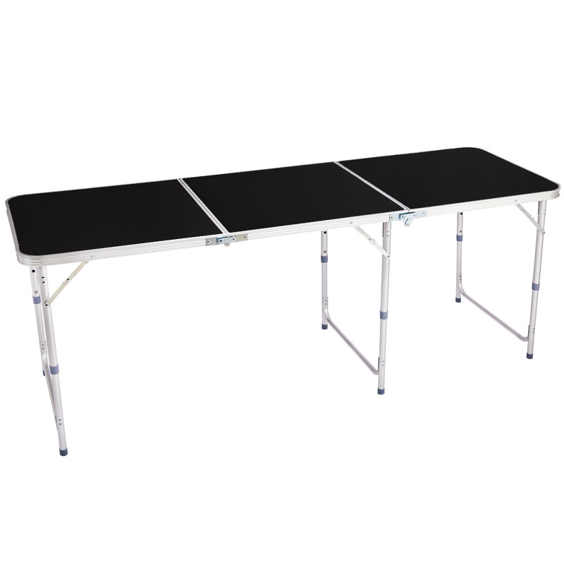 6Ft Aluminum Alloy Folding Table Black