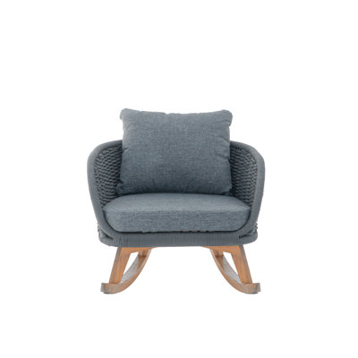 Hrannar Woven Rope Rocking Chair With Removable Cushions
