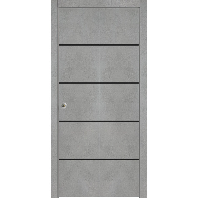 Porte pliante en bois massif massif, Béton, 60 po x 84 po