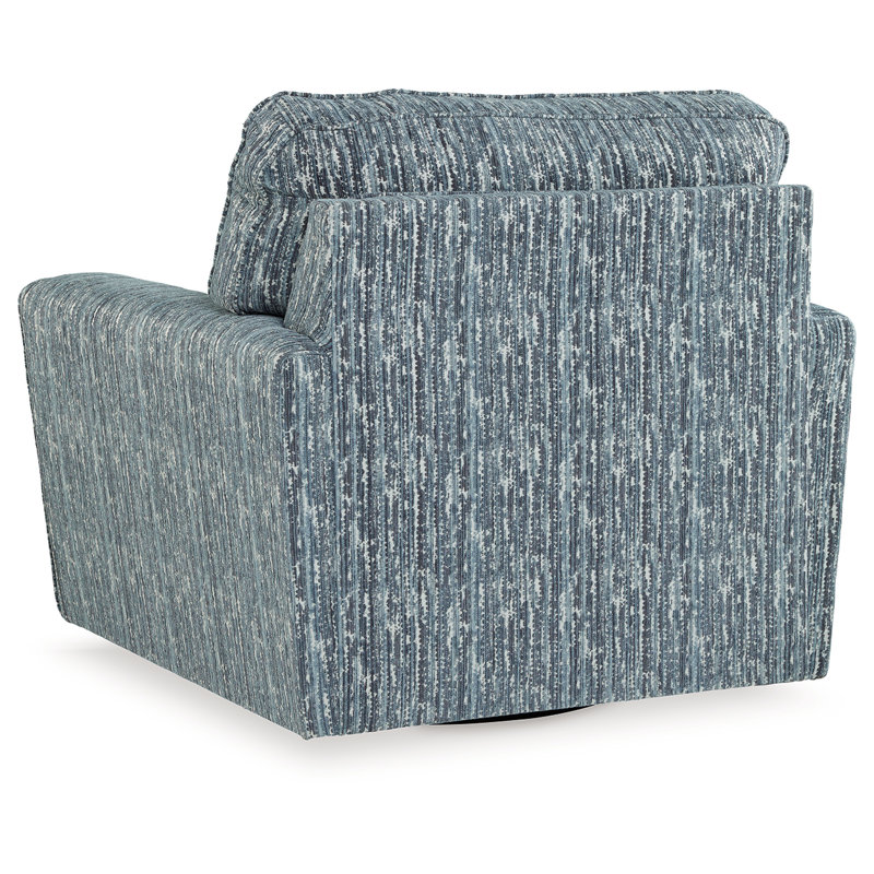 Twilight Black Stripe Swivel Accent Chair with Metal Base