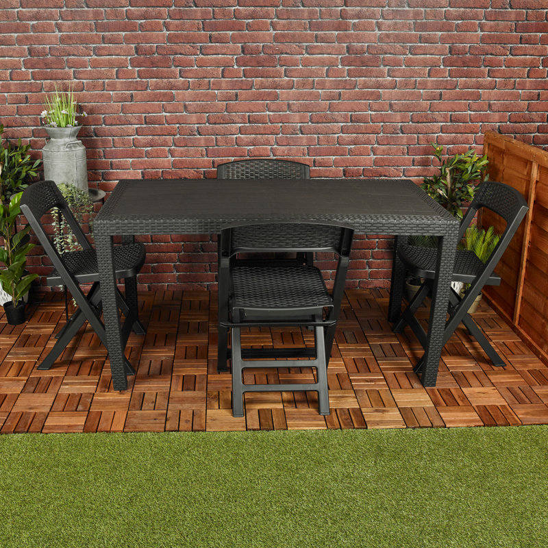 Windber Rectangular 138Cm L Outdoor Table Set, Anthracite, 4