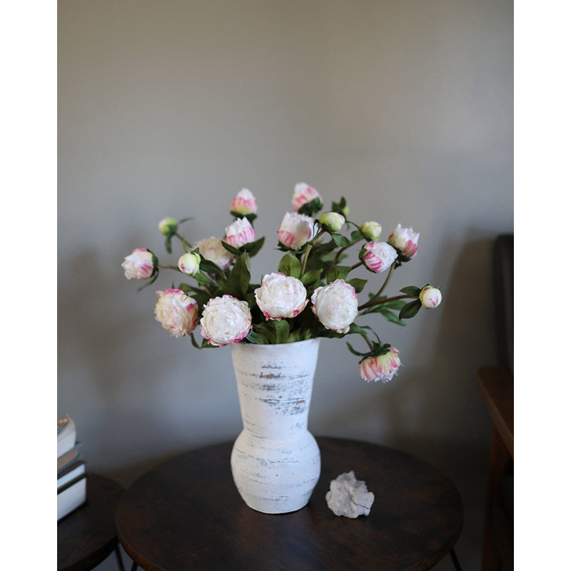 Soft Yellow Peony 19", Pink/White