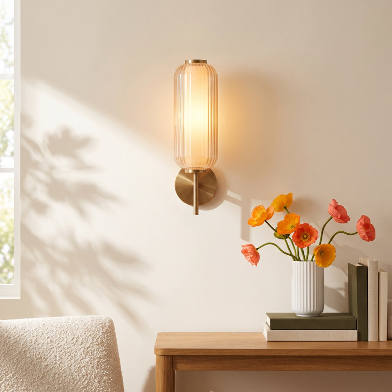 Calluna Steel LED Armed Sconce, Aged Brass