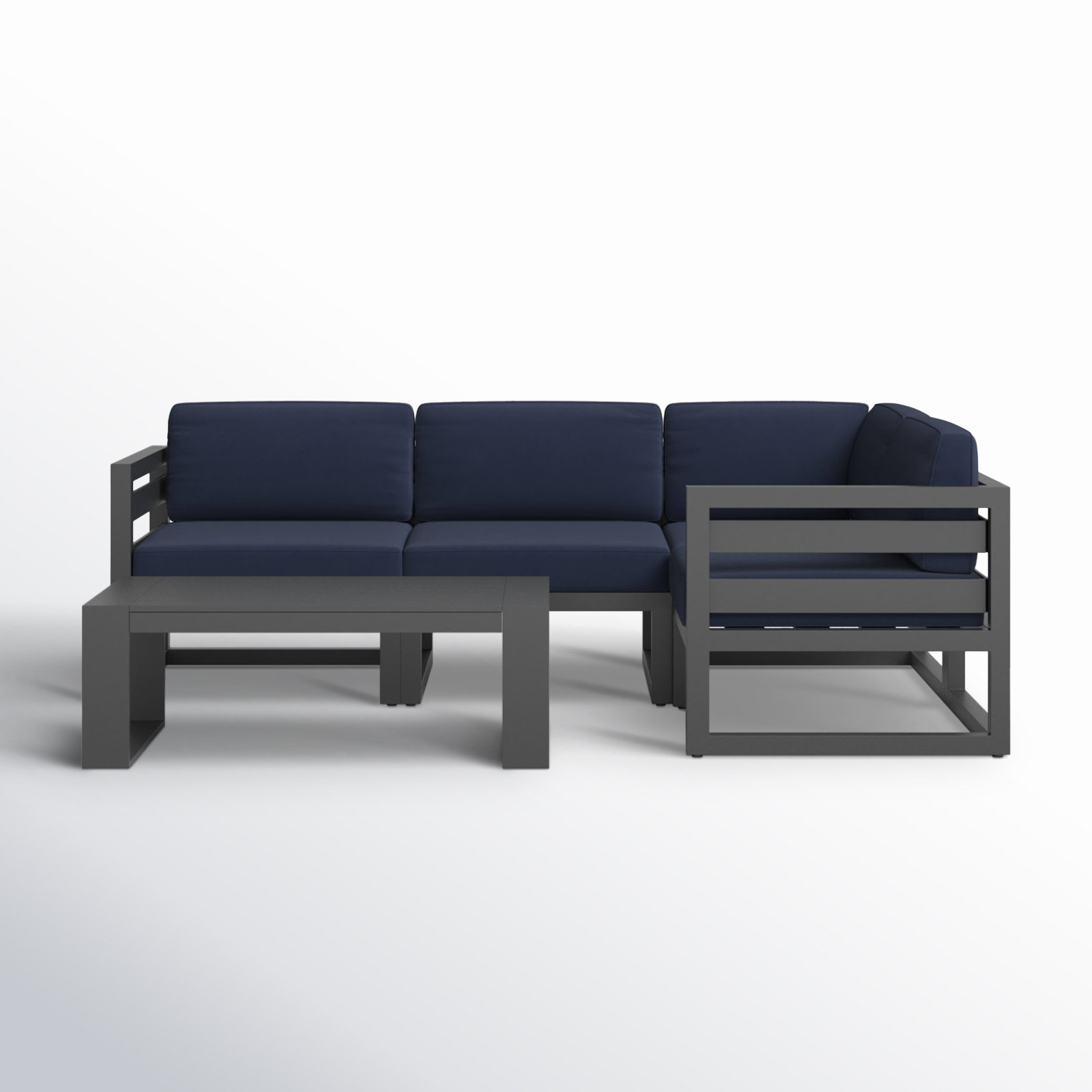 Smith 5 Piece Sectional Seating Group with Sunbrella® Cushions, Spectrum Indigo, Slate