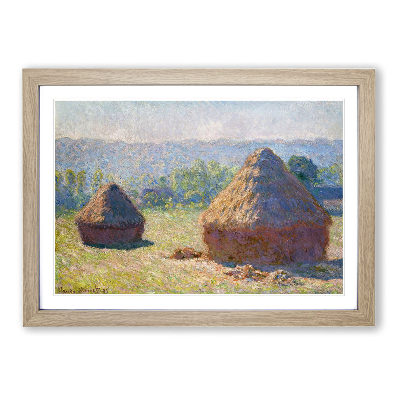 Haystacks Vol.1 by Claude Monet - Picture Frame Painting, Oak Framed, 36cm H x 48cm W x 2cm D