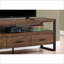 Meuble télé | Console multimédia 60 po avec rangement, stratifié brun et métal noir | Brun | Taille du téléviseur: 80 à 89 pouces