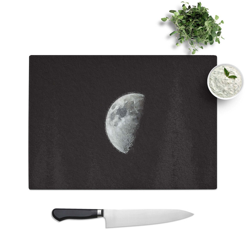 Glass Half Moon Chopping Board, 39 cm W x 28.5 cm L