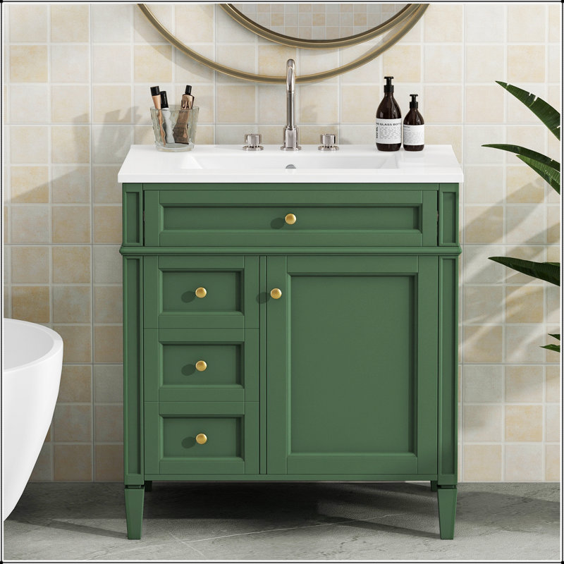 Meuble-lavabo moderne de 30 po avec lavabo supérieur, rangement spacieux et design élégant pour les salles de bain contemporaines