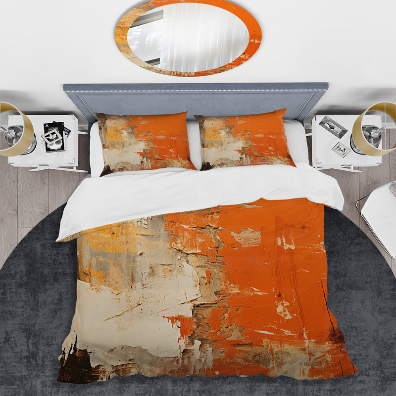 Ensemble de housse de couette orange abstrait Fire Chaos Art II - peinture abstraite