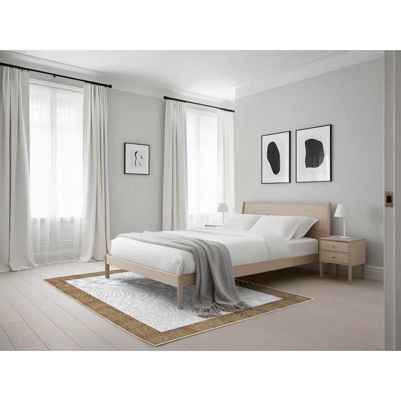Tapis blanc/brun à motif à motif, Rectangle 5 pi x 7 pi