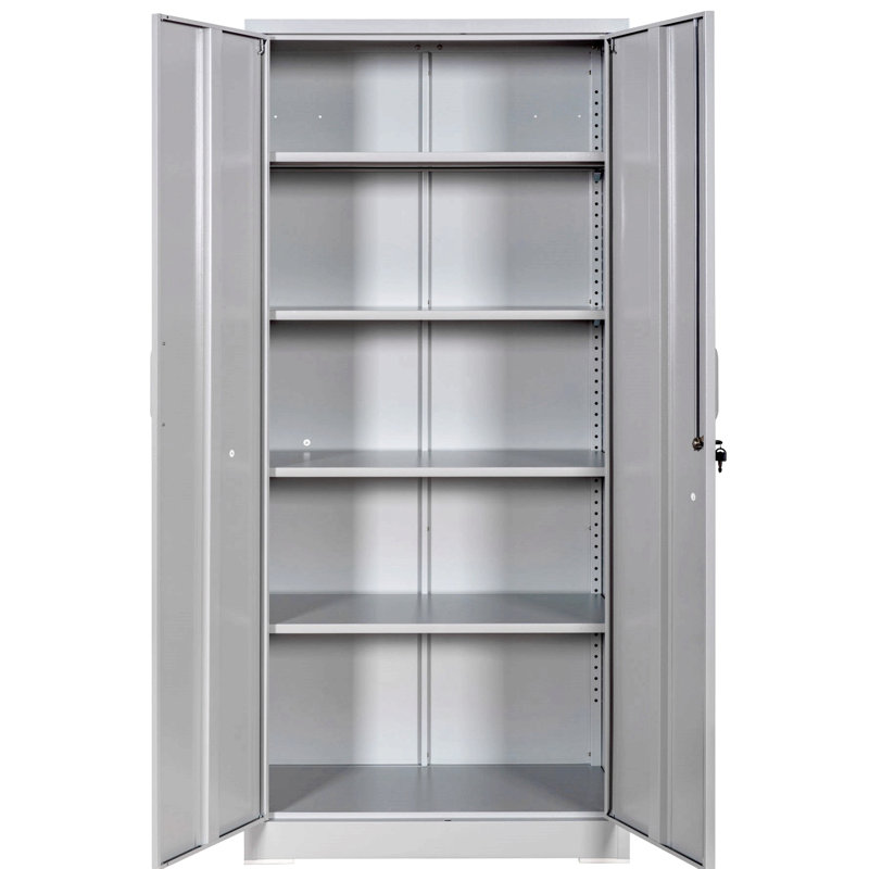 Container Furniture Direct Ironclad 71" Metal Storage Cabinet With Locking Doors And 4 Adjustable Shelves, Heavy-Duty Steel Cabinet For Garage, Laundry, Office