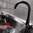 Black Kitchen Faucet With Pull Out - Brass Construction, Single Handle For Precise Water Control And Modern Look Pull-Down Temperature Flow Adjustment