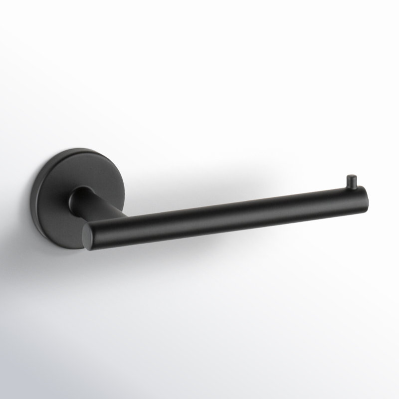 Trinsic Wall Mount Single Post Toilet Paper Holder Bath Hardware Accessory, Matte Black