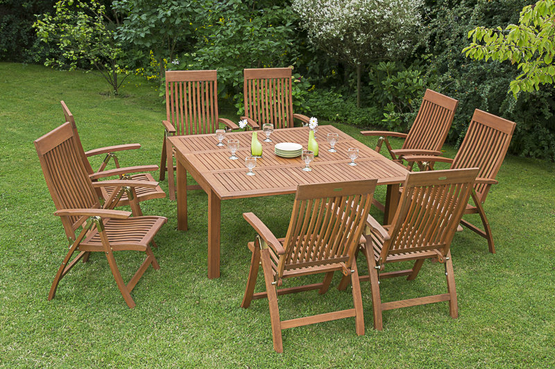 Adabpreet 8 - Person Wood Patio Dining Set with Square Table