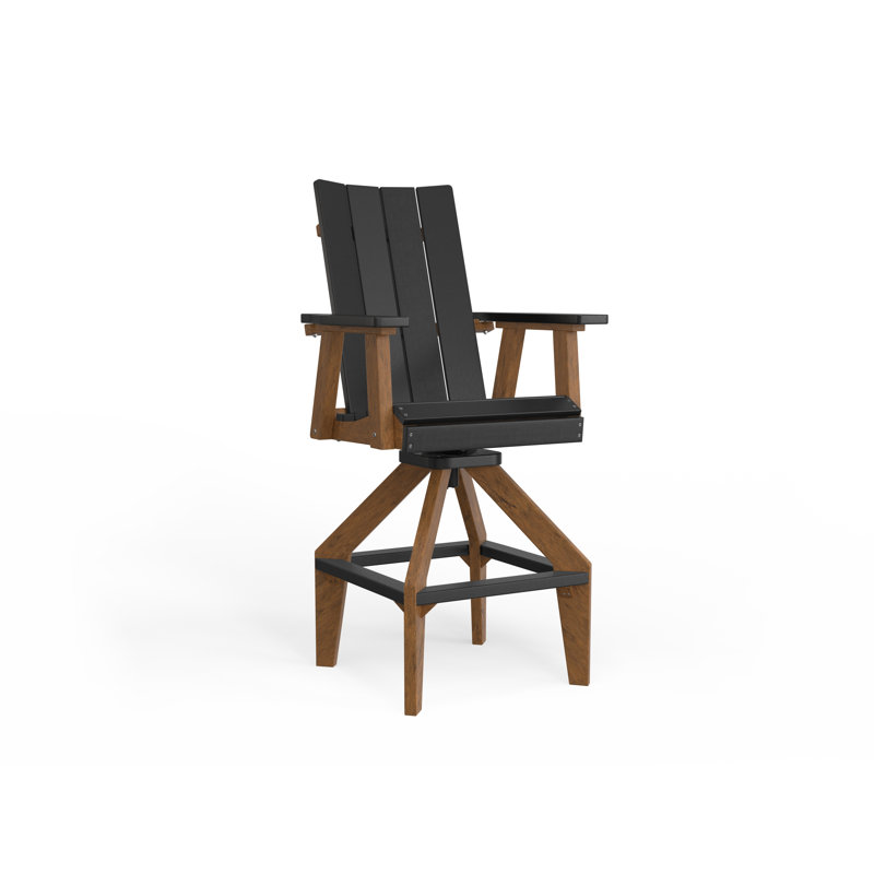 SOL Outdoor Bar Stool, Antique Mahogany, Black