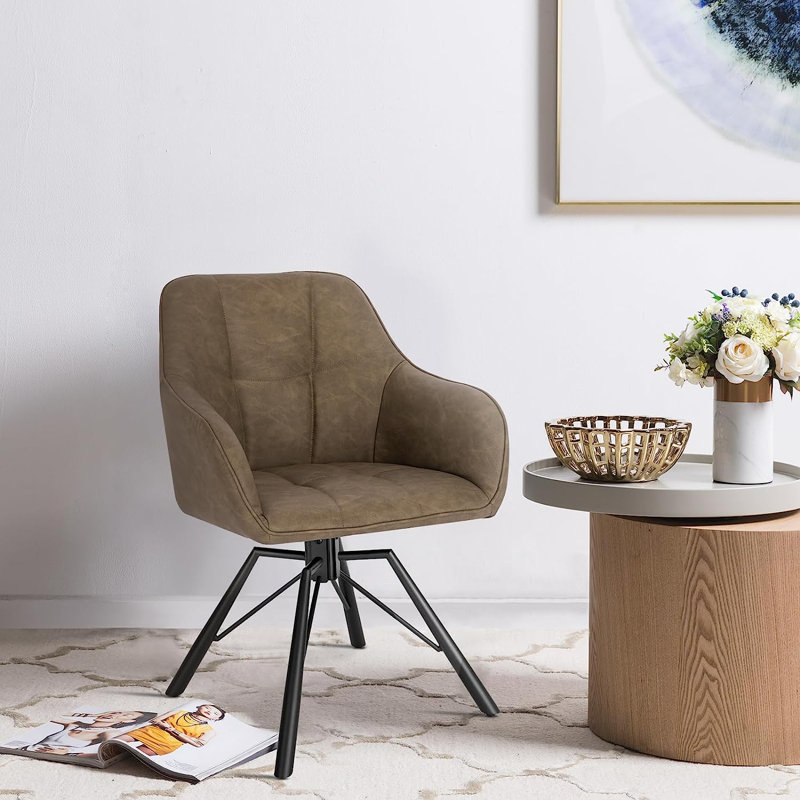Loda 48cm H Upholstered Full Back Armchair, Brown