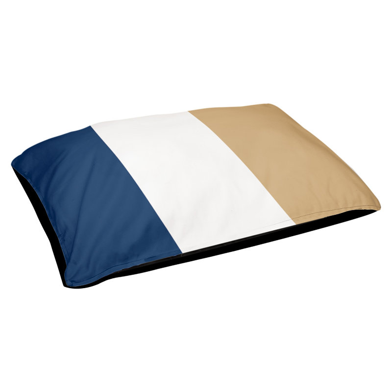 Coussin rectangulaire designer Minnesota, Grand (L 40 po x l 50 po), Bleu marine / blanc / or Kasota des Twins du Minne