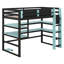 Wood Loft Bed With Desk,Side Storage Rack,Multi-Storage Shelves And RGB Light-2099616465-2099616467