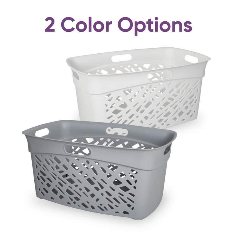 Non-Breakable Mosaic Laundry Basket, 2-Pack 45L - Dark Gray, Decorative Storage, Vented Design, Made in France, Modern Home Organizer