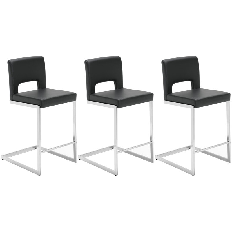 Tabouret de comptoir rembourré 26 po Daco, Noir, 3