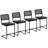 Set Of 2 PU Leather Bar Stools With Woven Rattan Back And Metal Legs-468770927