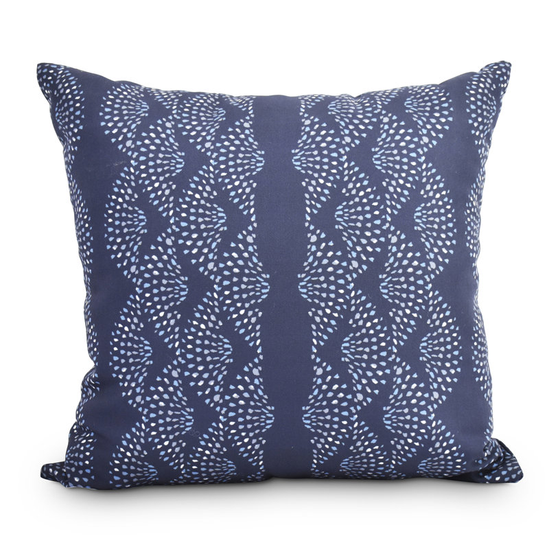 Housse de coussin d'extérieur carré à pois Fickle Florals, 16 po x 1 po, Bleu