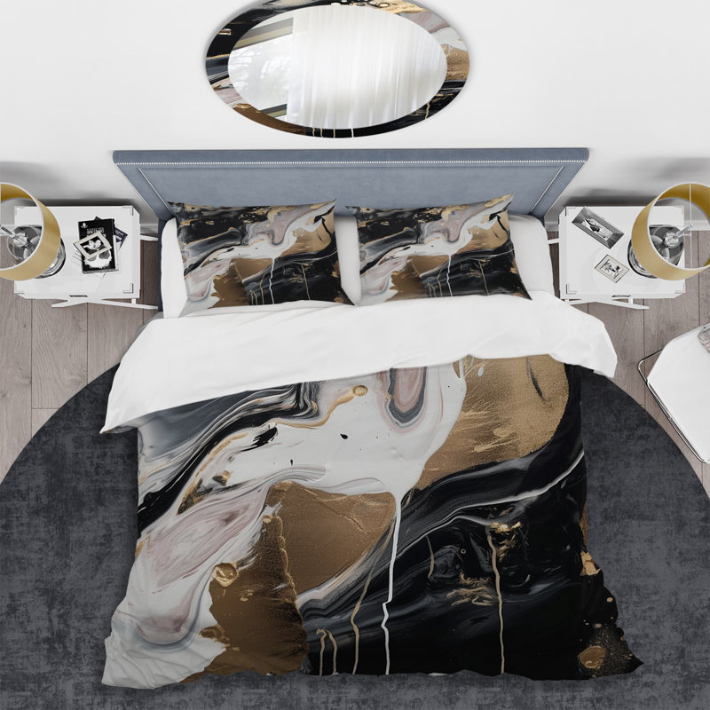 Ensemble de housse de couette Back and Gold Marble Medley III BeddingMicrofiber / Polyester