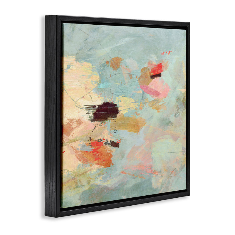«Sweep Subtle Abstraction», art par Suzanne Nicoll, Cadre flottant noir de jais, H 18 po x l 18 po