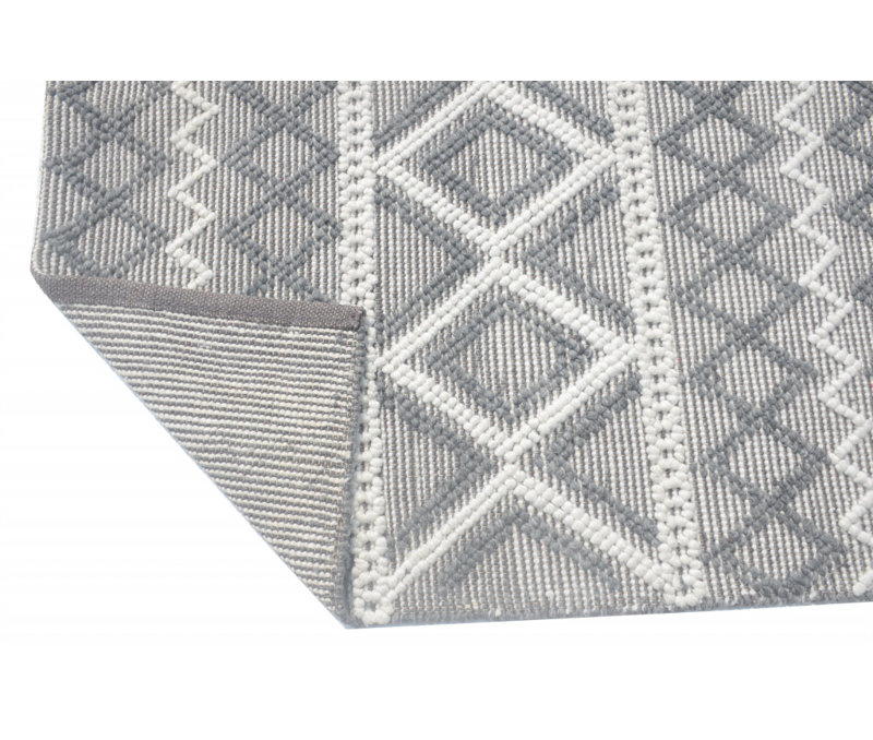 Gray Ivory Diamonds Boho Chic Area Rug, Rectangle 6' x 9'