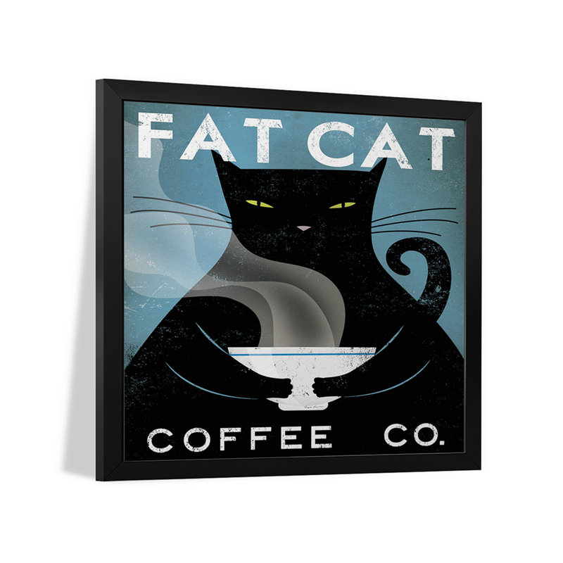 «Fat Cat Coffee Co.», affiche encadrée de qualité supérieure par Ryan Fowler, H 16 po x l 16 po