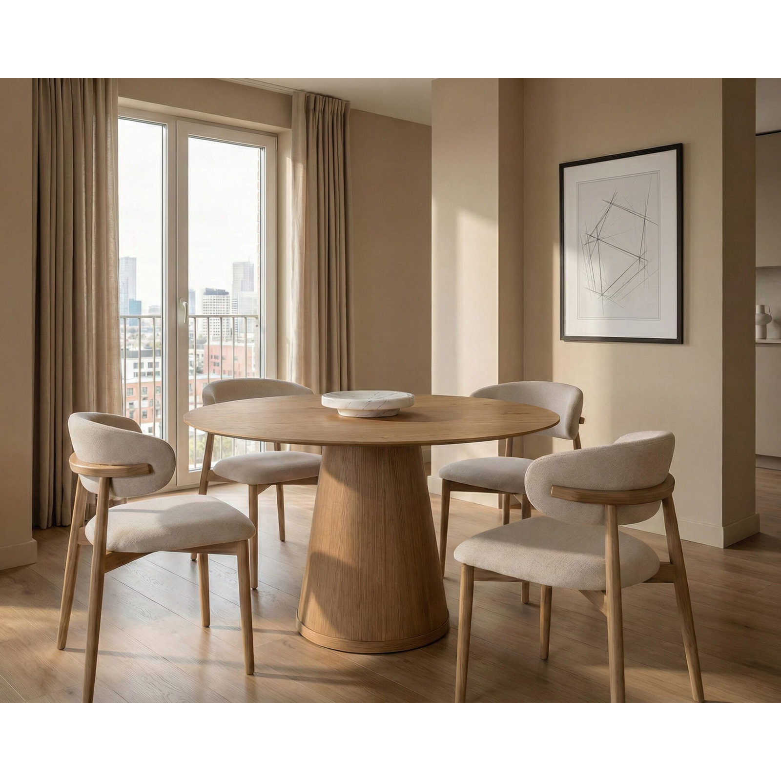 Dining Table, Natural, 30" H x 45.28" L x 45.28" W