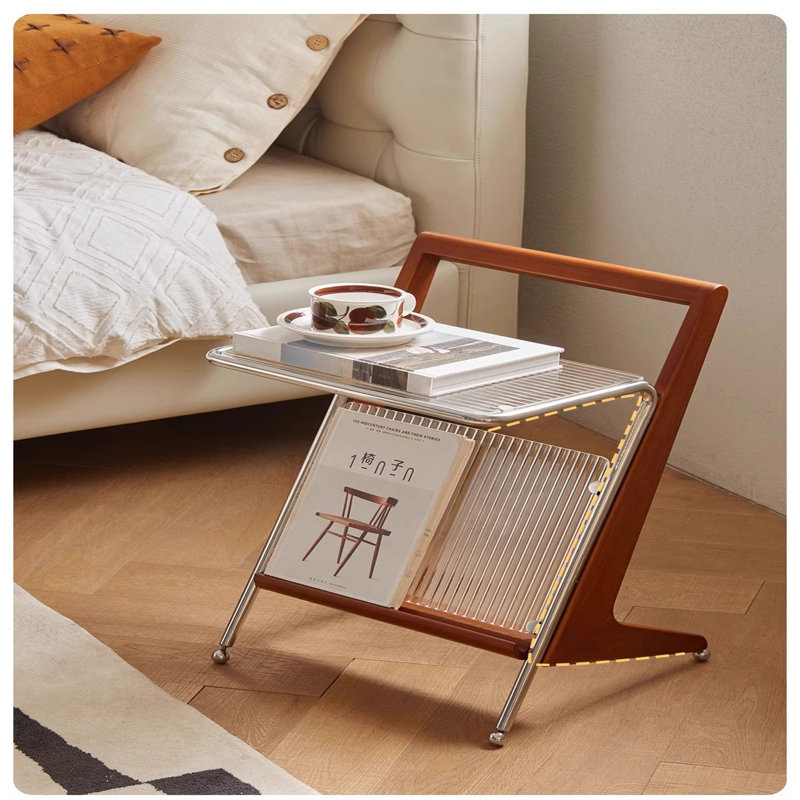 Modern Wooden End Table - Minimalist Side Table for Living Room, Bedroom, or Balcony - Small Accent Table with Creative Design